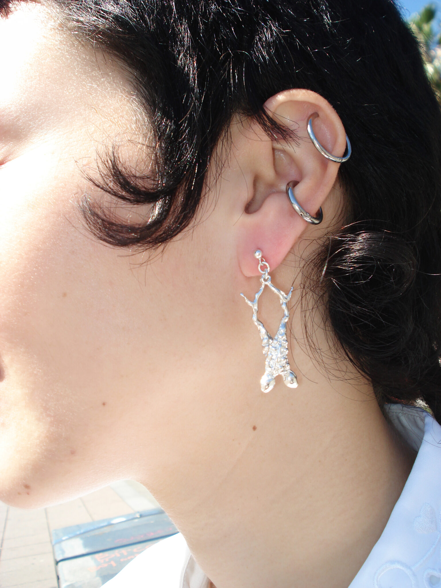 Pez espuma silver earrings