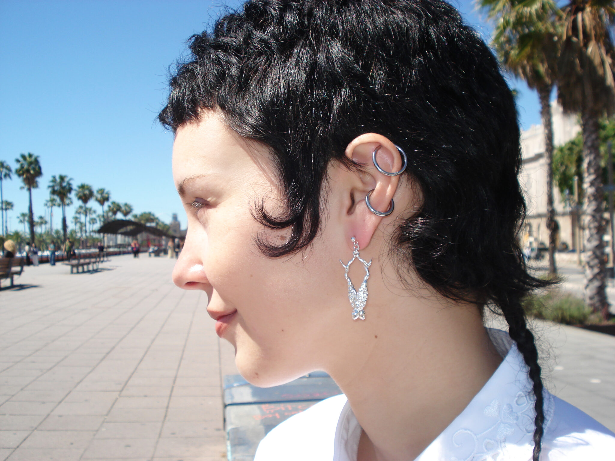 Pez espuma silver earrings
