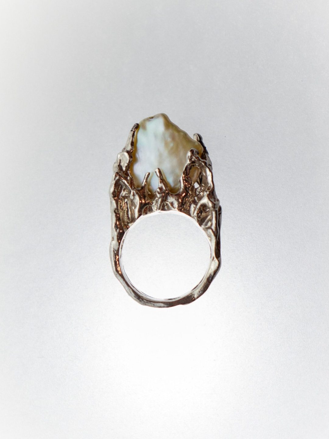 kirsti white pearl silver ring pendant gohara muy frágil