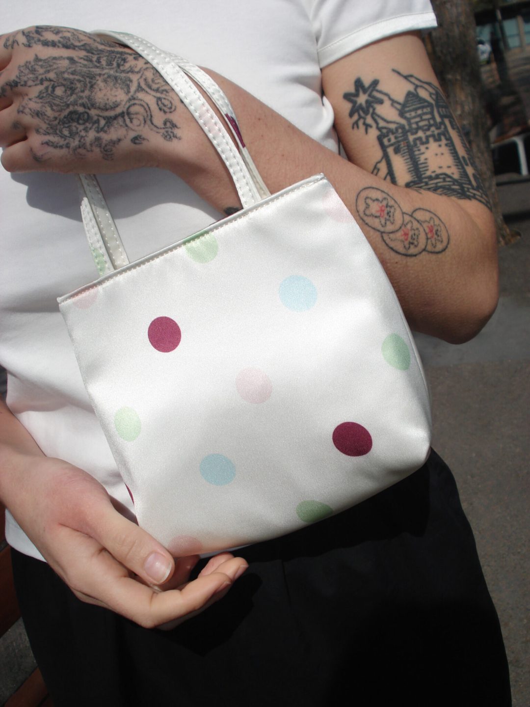 Ivory Polka Dot Little Silk bag