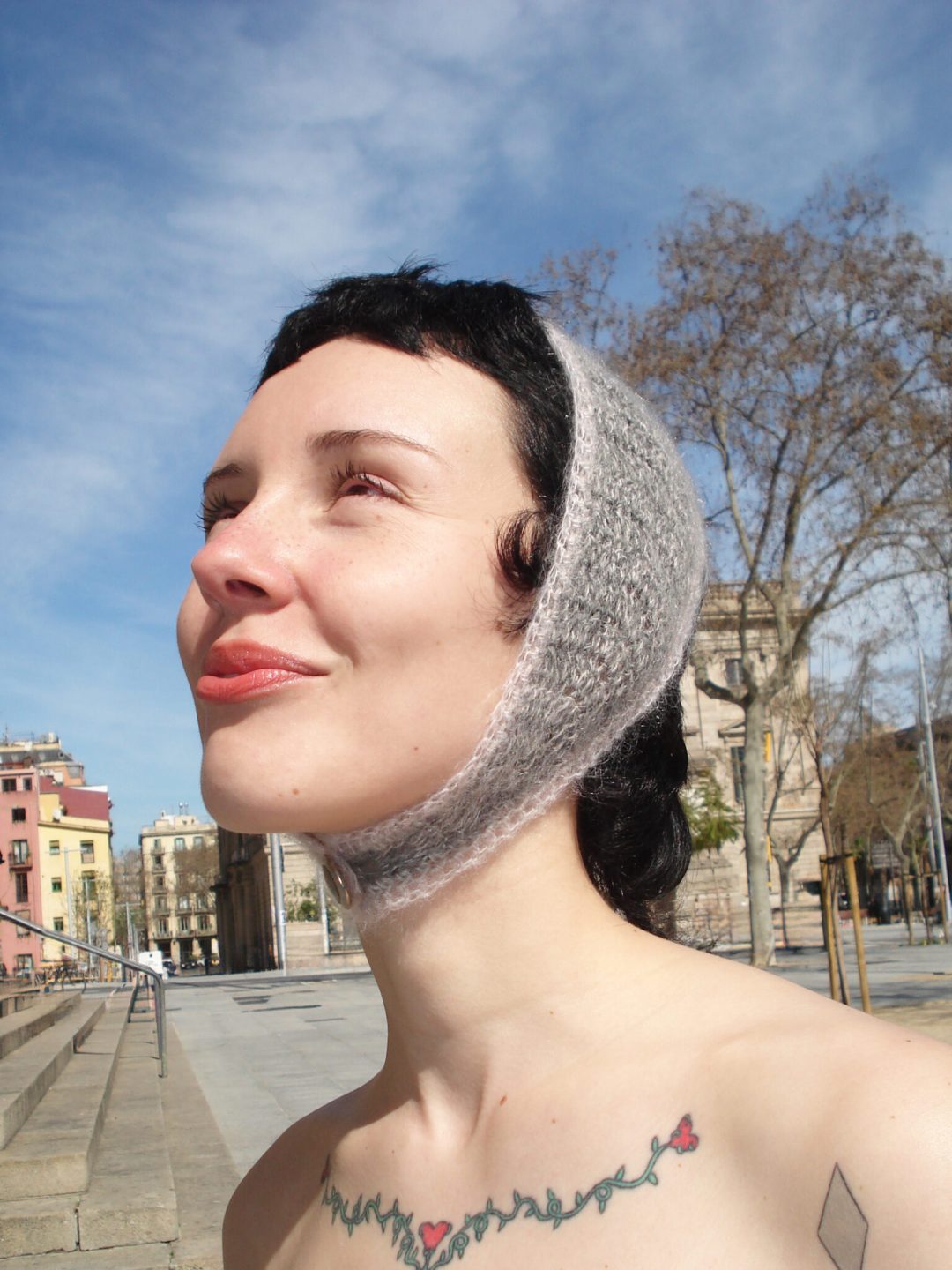 grey & baby pink earmuffs