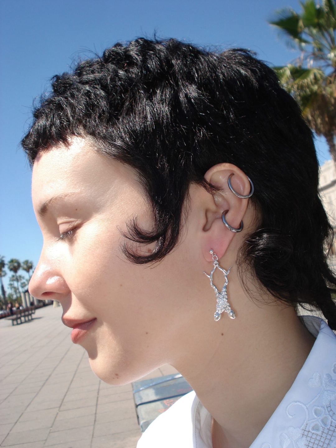 Pez espuma silver earrings